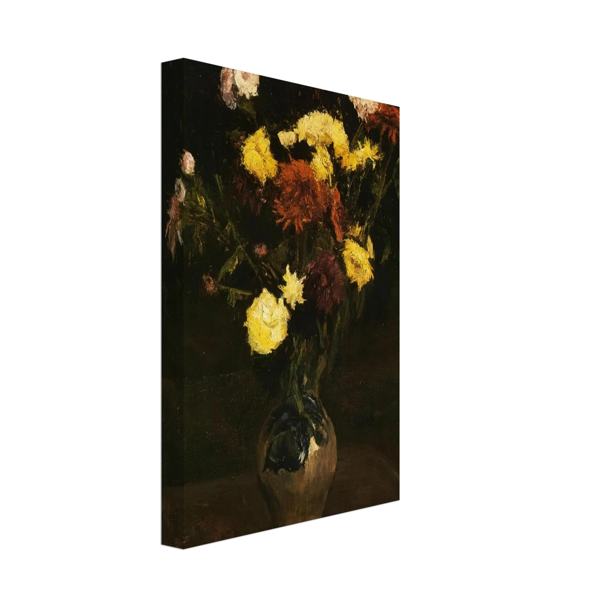 Vincent van Gogh - Basket of Carnations and Zinnias Canvas - 40x60 cm / 16x24 inches-canvas
