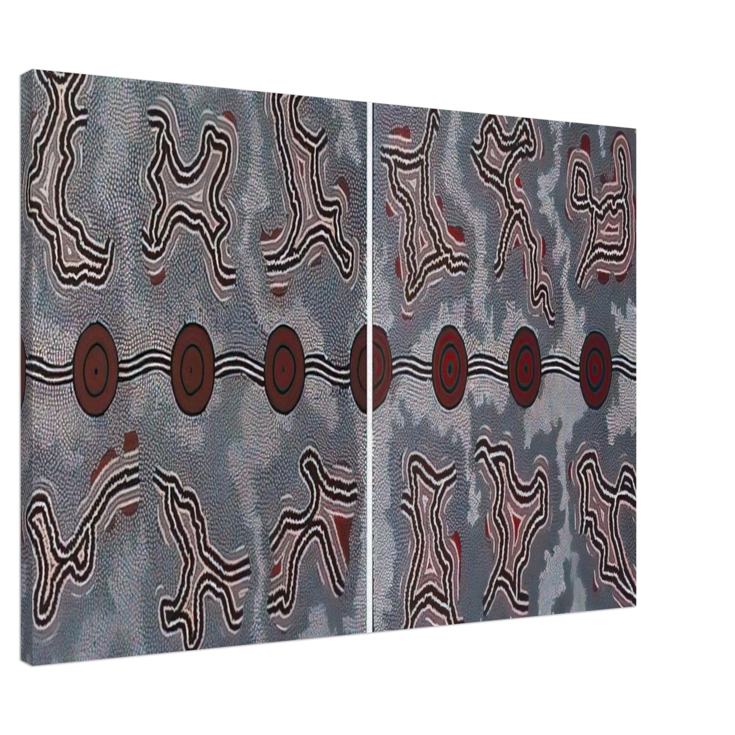 Clifford Possum Tjapaltjarri - Narripi Dreaming Diptych - 1990 Canvas - 20x30 cm / 8x12 inches-canvas