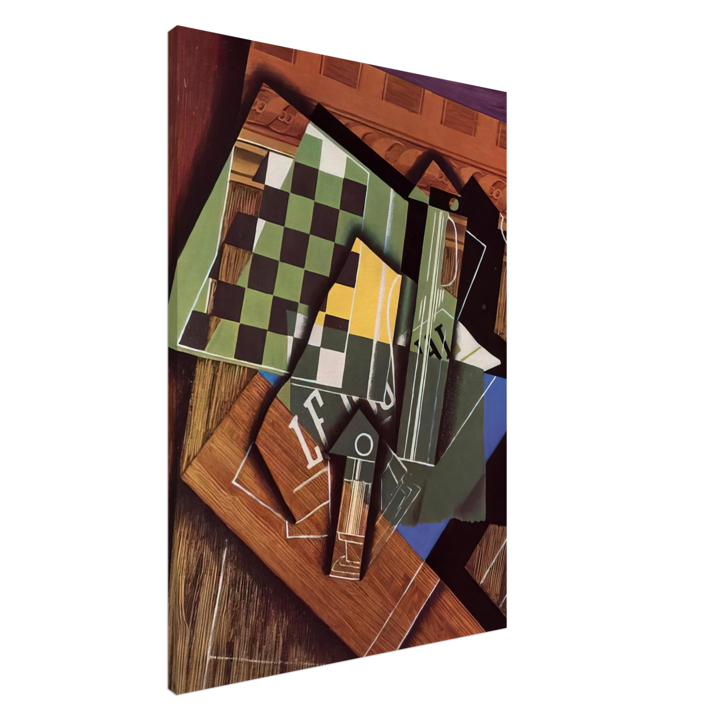 Juan Gris - THE CHECKERBOARD 1915 Canvas - 20x30 cm / 8x12 inches-canvas