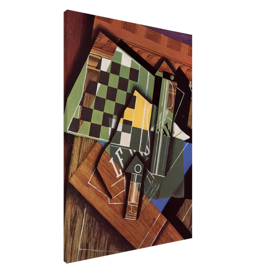 Juan Gris - THE CHECKERBOARD 1915 Canvas - 20x30 cm / 8x12 inches-canvas
