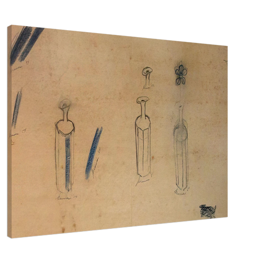 Morris Graves - Bottles and Flowers - 1956 Canvas - 20x30 cm / 8x12 inches-canvas