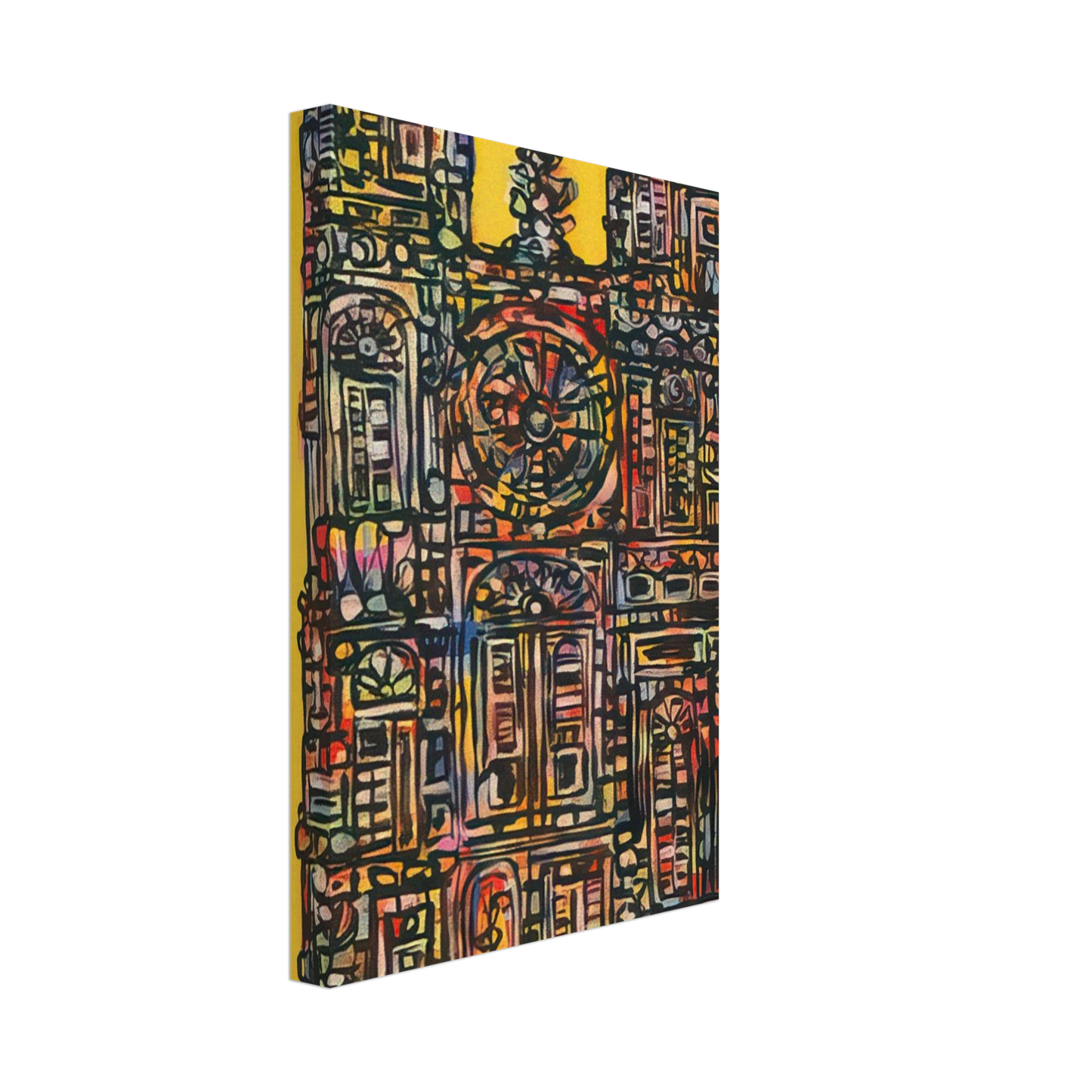 Rene Portocarrero - CATHEDRAL IN YELLOW 1961 Canvas - 70x100 cm / 28x40 inches-canvas