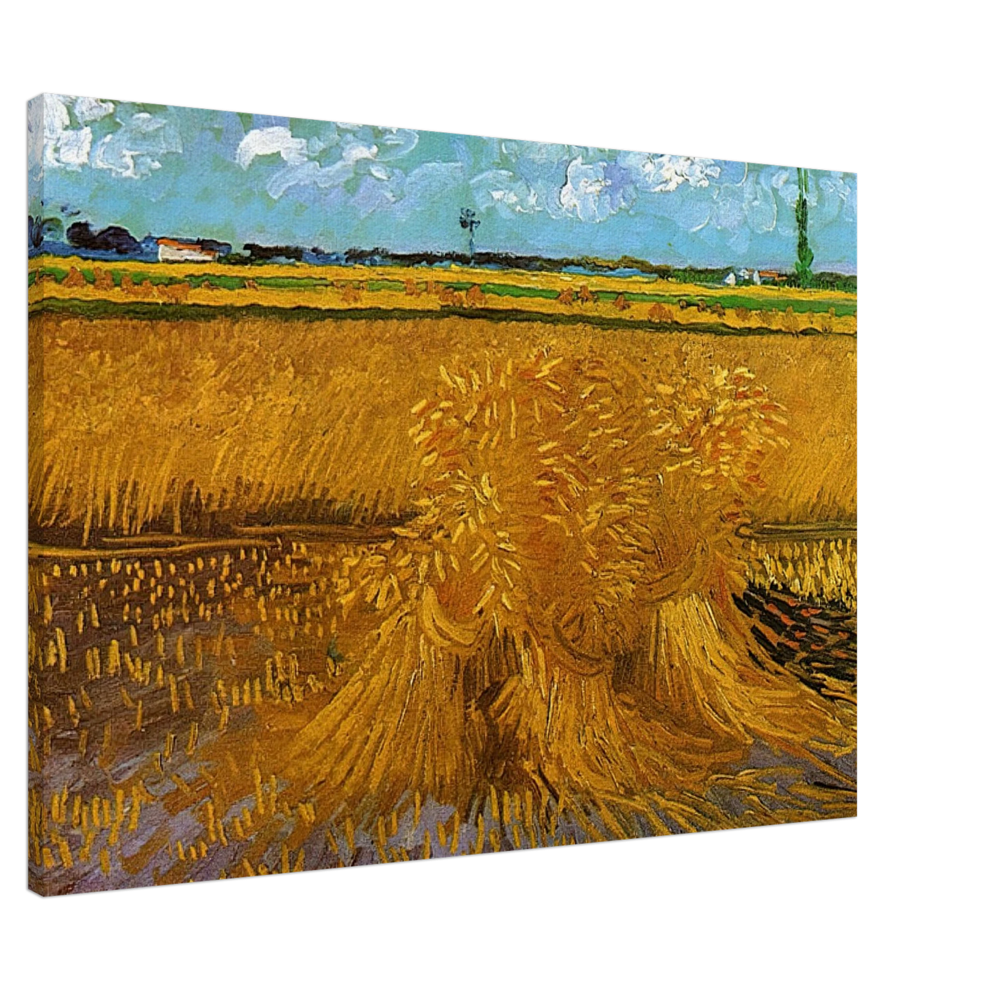 Vincent van Gogh - Wheatfield with Sheaves Canvas - 20x30 cm / 8x12 inches-canvas