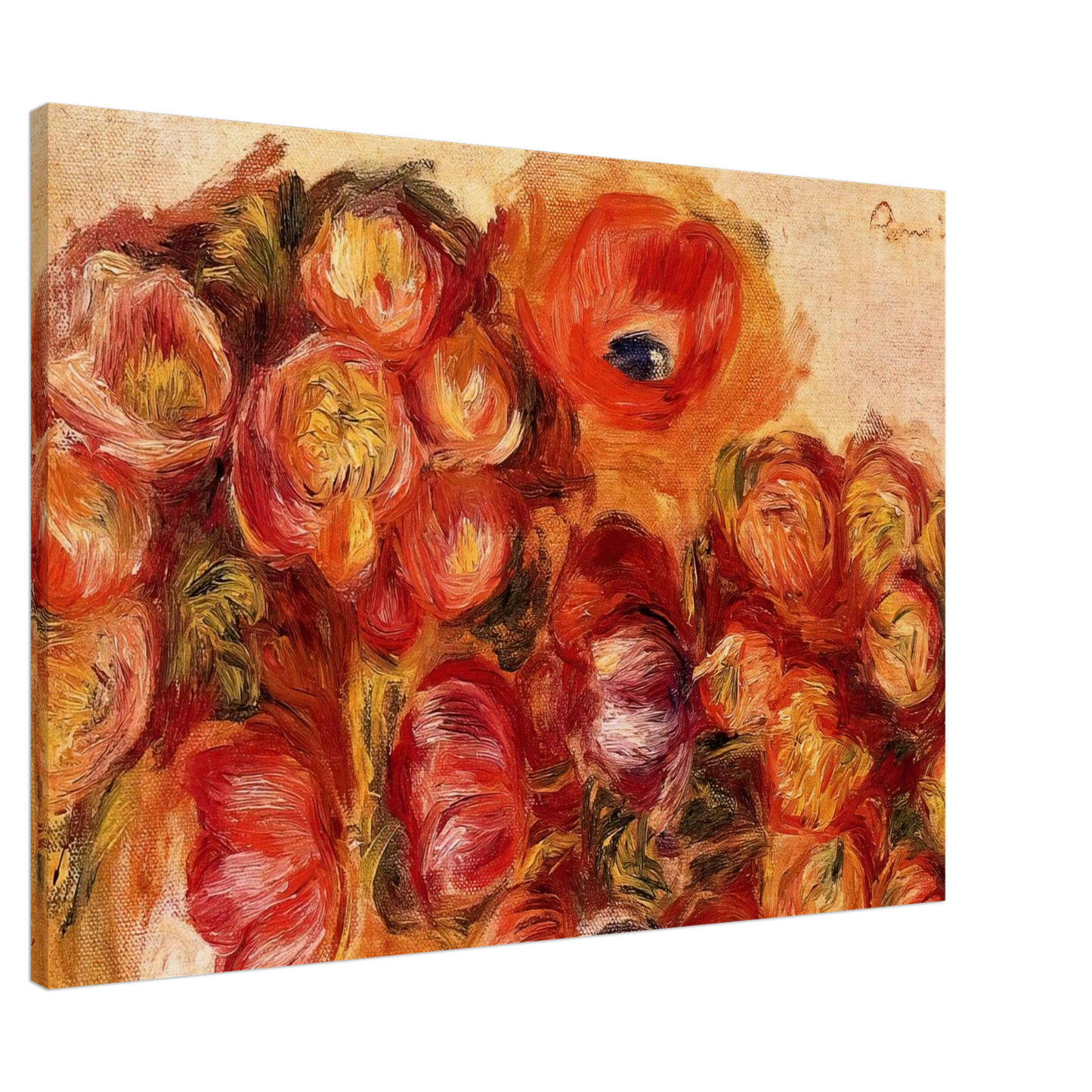Pierre-Auguste Renoir - Study of Flowers Anemones and Tulips Canvas - 20x30 cm / 8x12 inches-canvas