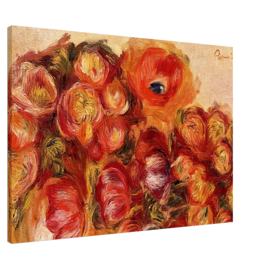 Pierre-Auguste Renoir - Study of Flowers Anemones and Tulips Canvas - 20x30 cm / 8x12 inches-canvas