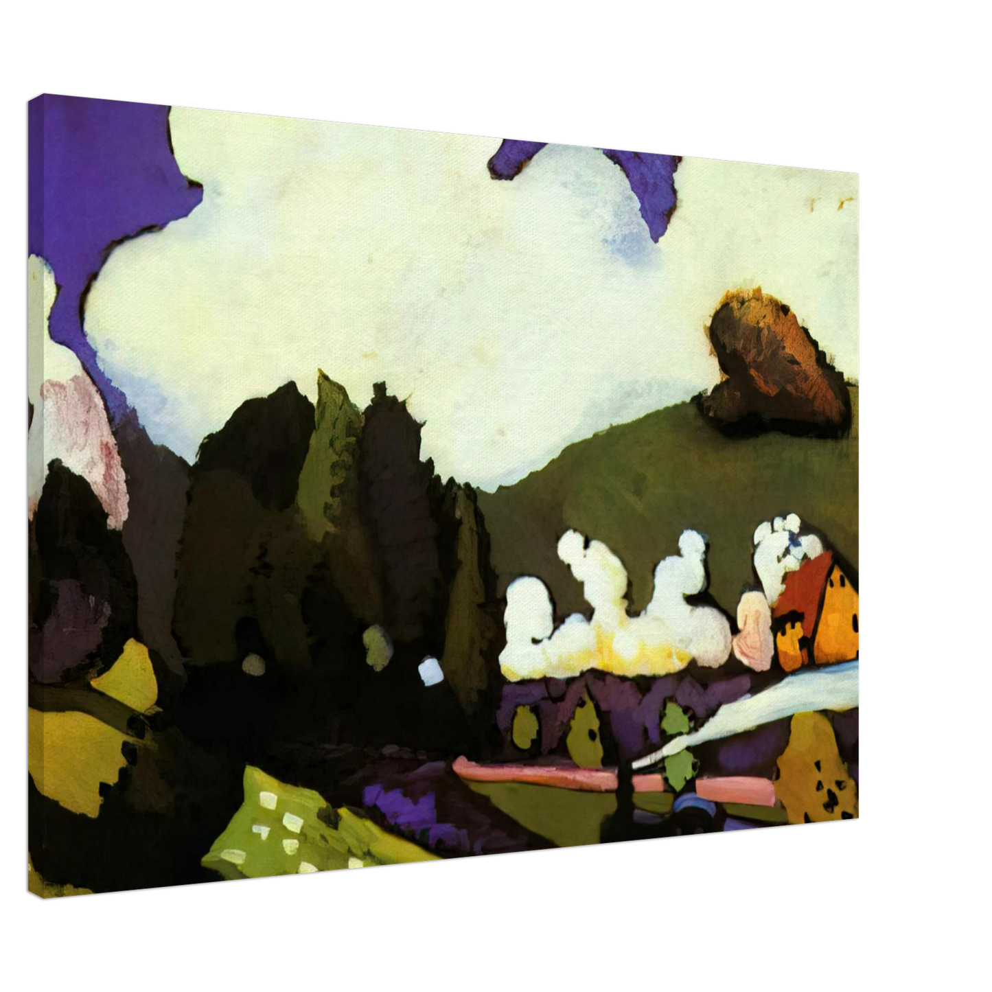 Wassily Kandinsky - LANDSCAPE WITH A STEAM LOCOMOTIVE 1909 Canvas - 20x30 cm / 8x12 inches-canvas