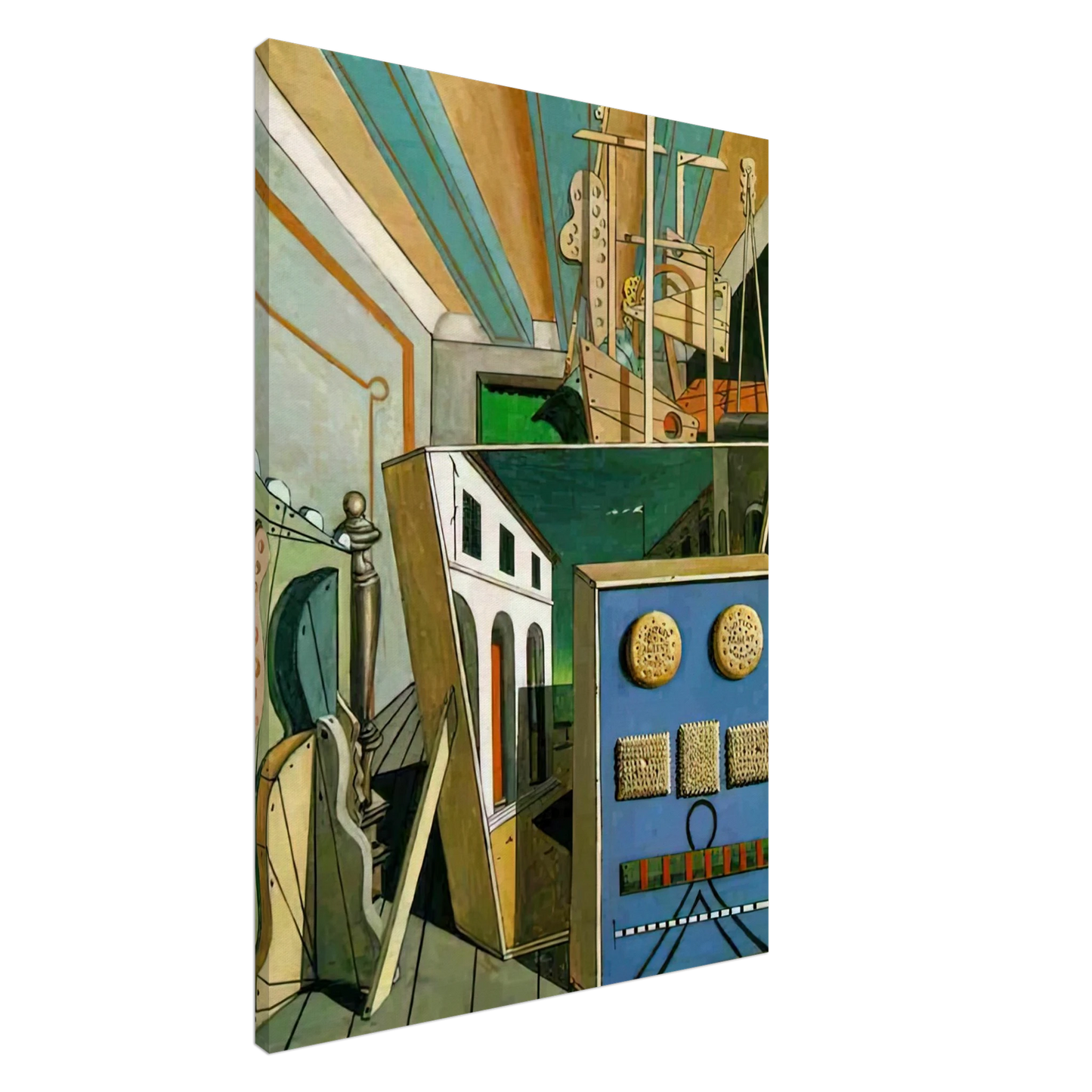 Giorgio de Chirico - METAPHYSICAL INTERIOR WITH BISCUITS 1916 Canvas - 20x30 cm / 8x12 inches-canvas