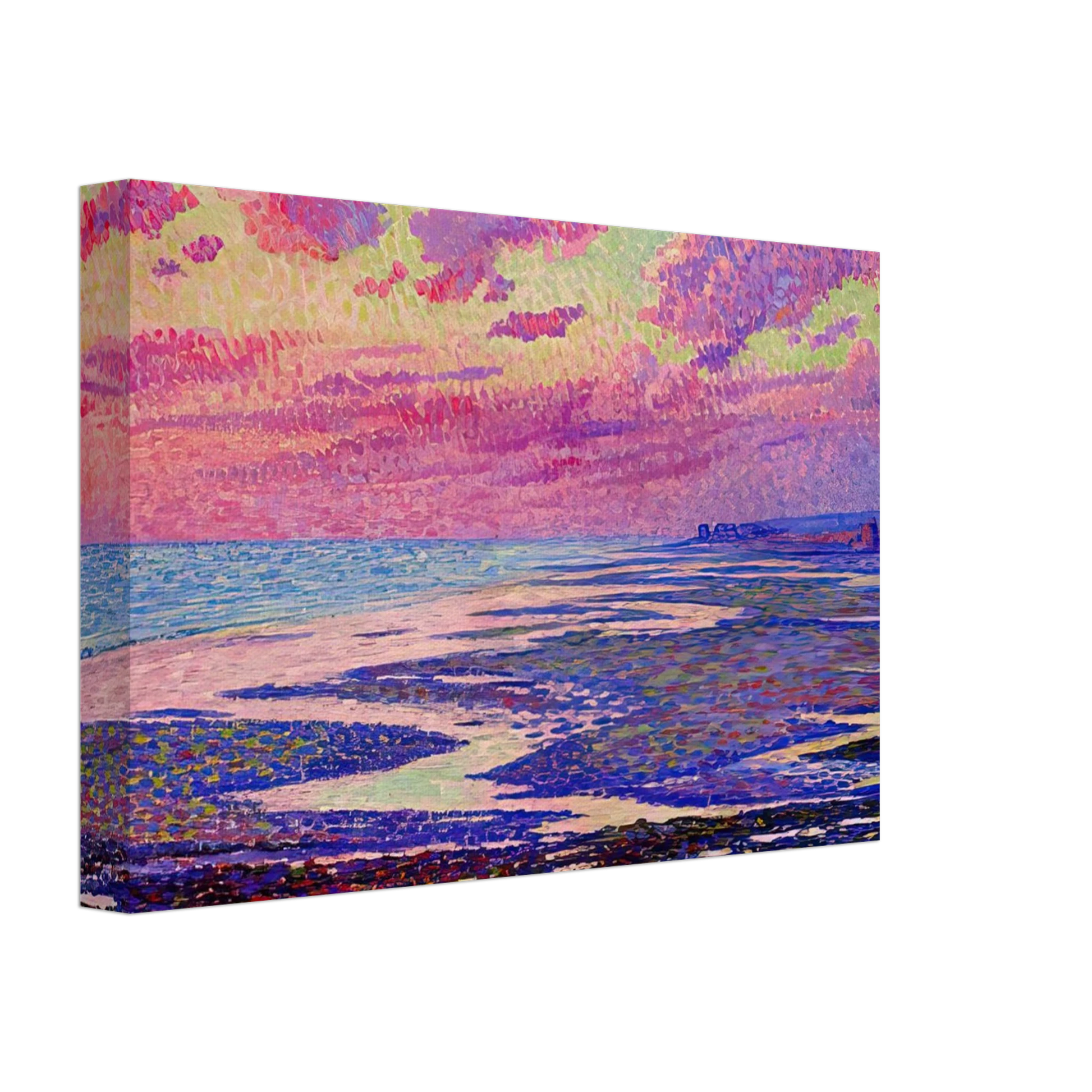 Theo van Rysselberghe - THE BEACH AT AMBLETEUSE AT LOW TIDE 1900 Canvas - 40x60 cm / 16x24 inches-canvas