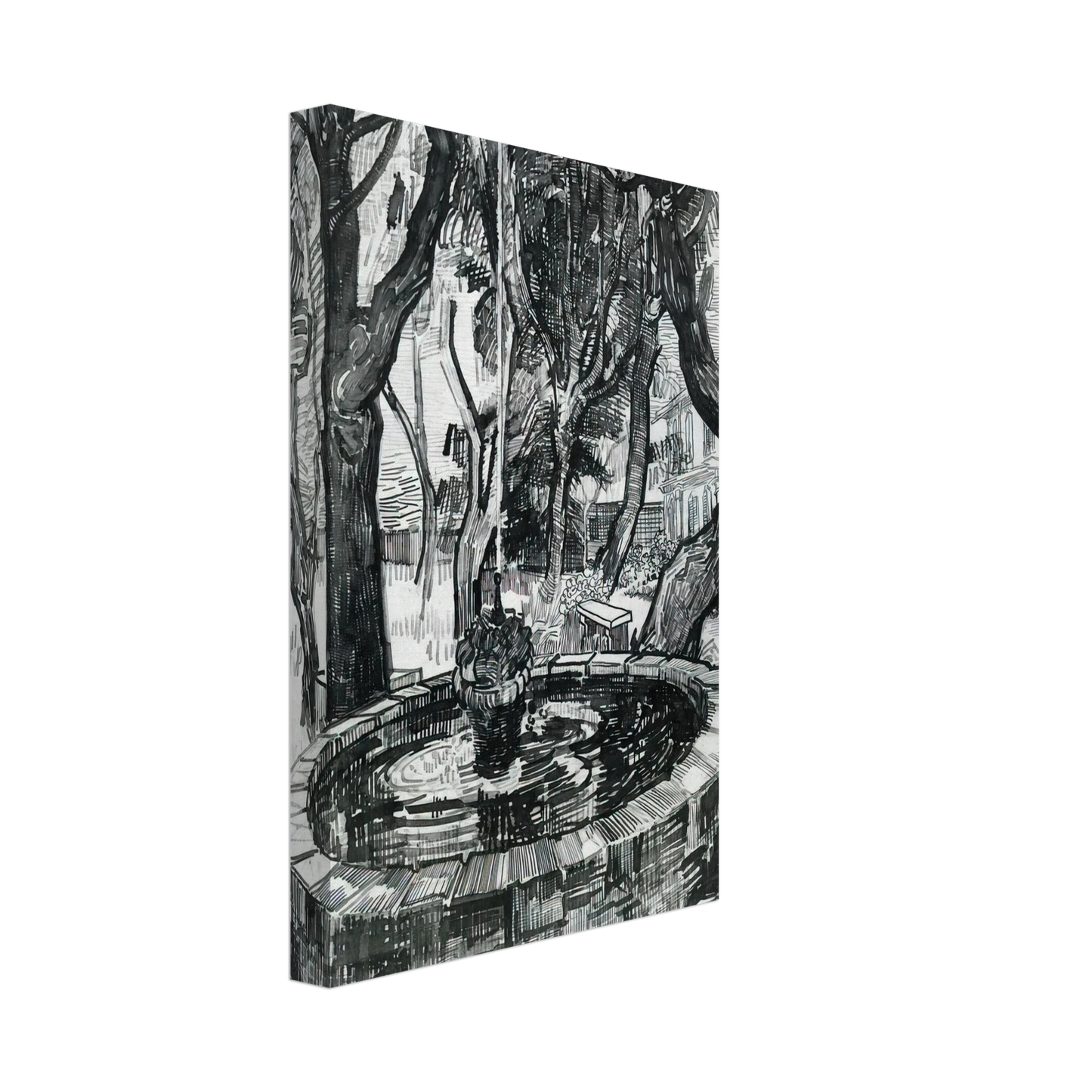 Vincent van Gogh - Fountain in the Garden of Saint-Paul Hospital Canvas - 70x100 cm / 28x40 inches-canvas
