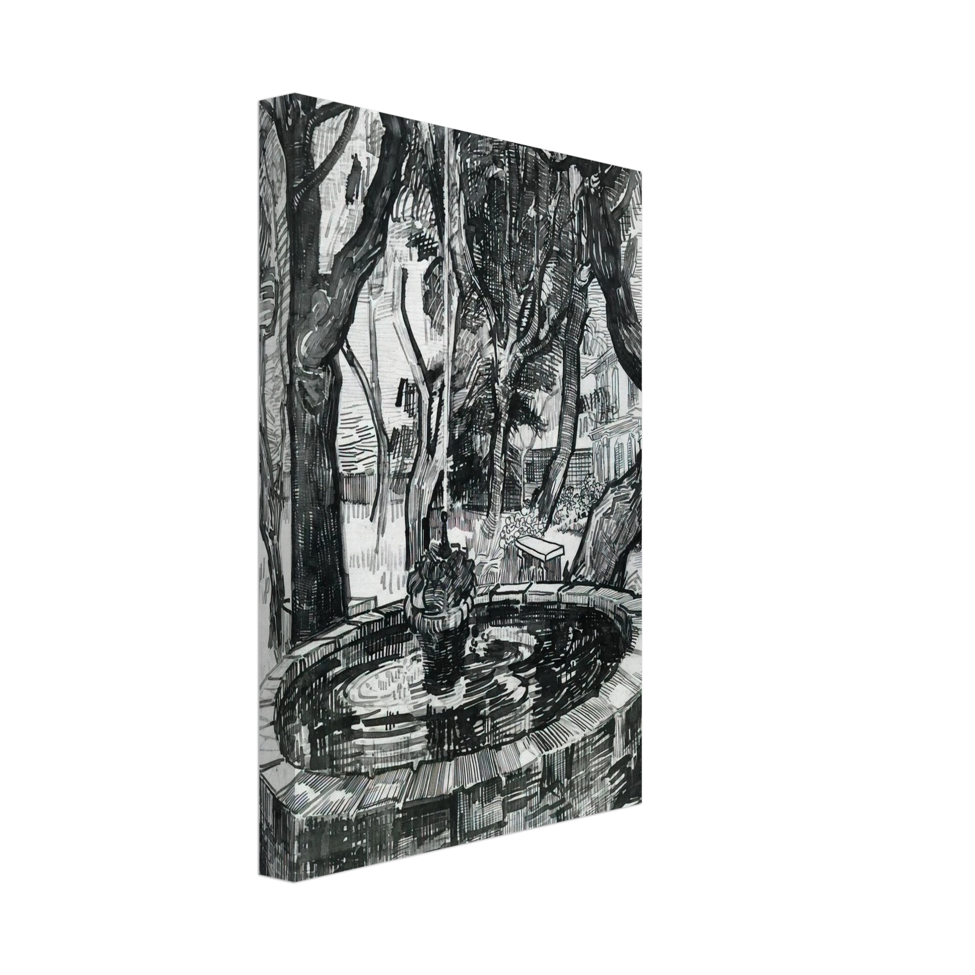 Vincent van Gogh - Fountain in the Garden of Saint-Paul Hospital Canvas - 70x100 cm / 28x40 inches-canvas
