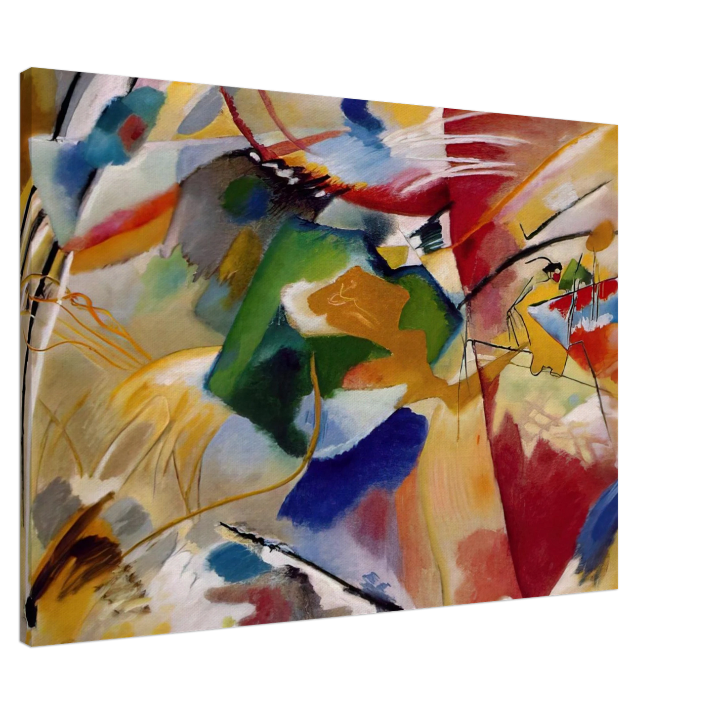 Wassily Kandinsky - PAINTING WITH GREEN CENTER 1913 Canvas - 20x30 cm / 8x12 inches-canvas