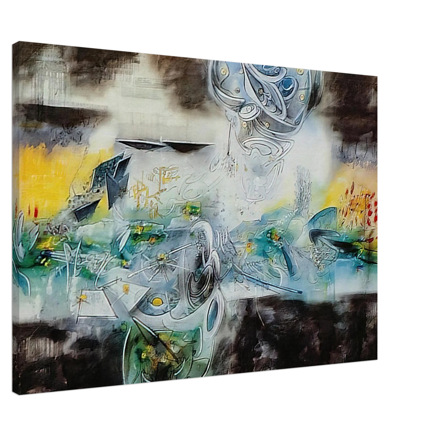 Roberto Matta - ABRIR EL CUBO Y ENCONTRAR LA VIDA Canvas - 20x30 cm / 8x12 inches-canvas