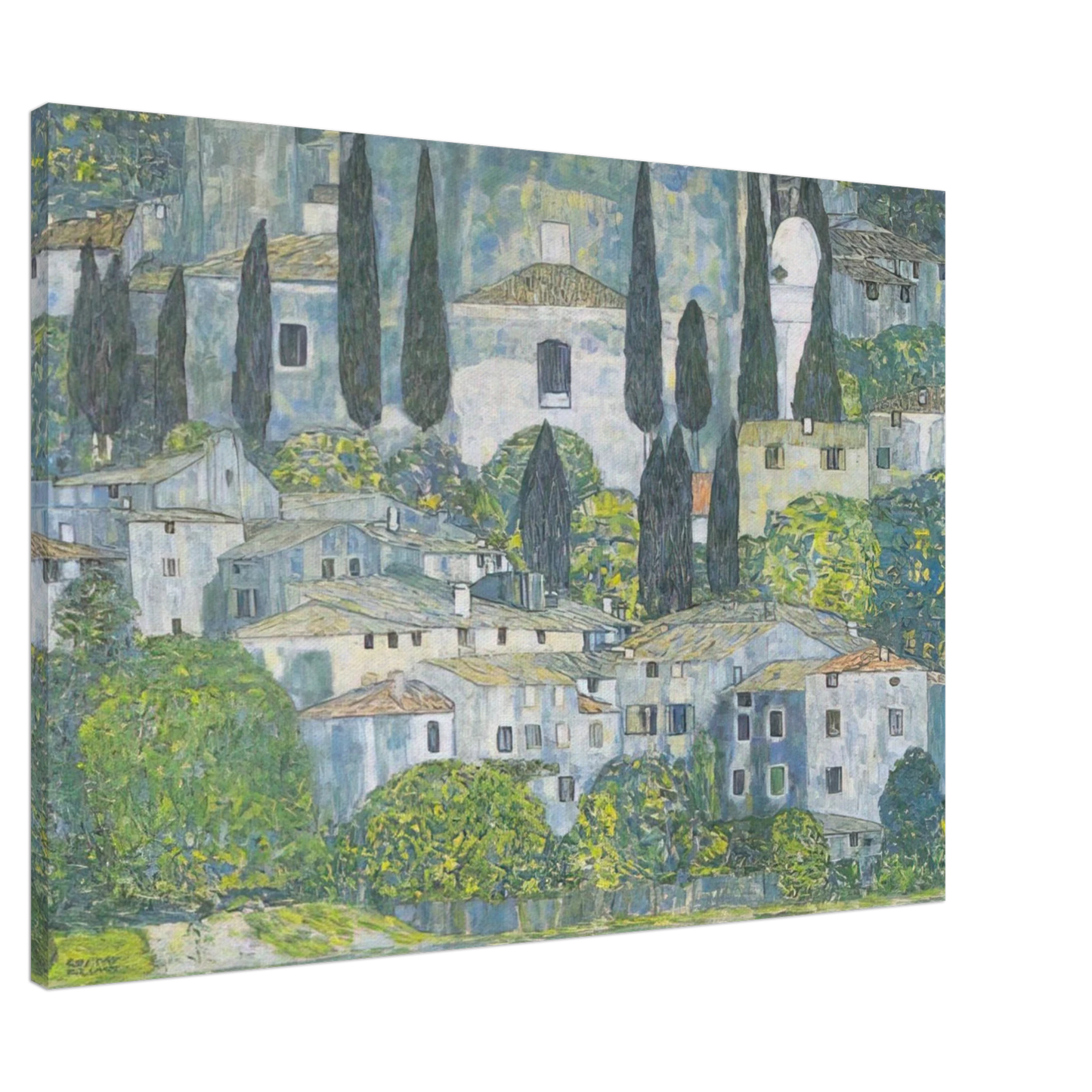 Gustav Klimt - CHRURCH IN CASSONE 1913 Canvas - 20x30 cm / 8x12 inches-canvas