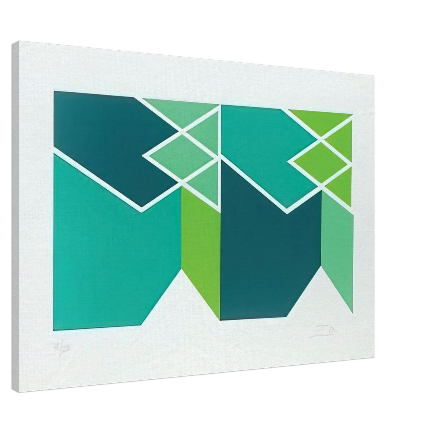 Larry Zox - Green Composition - 1980 Canvas - 20x30 cm / 8x12 inches-canvas
