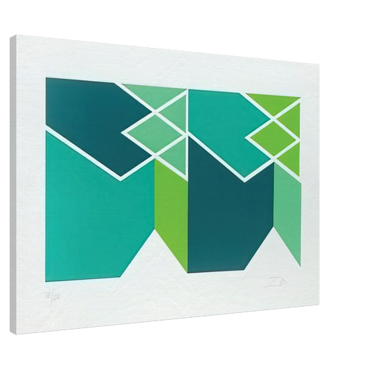 Larry Zox - Green Composition - 1980 Canvas - 20x30 cm / 8x12 inches-canvas