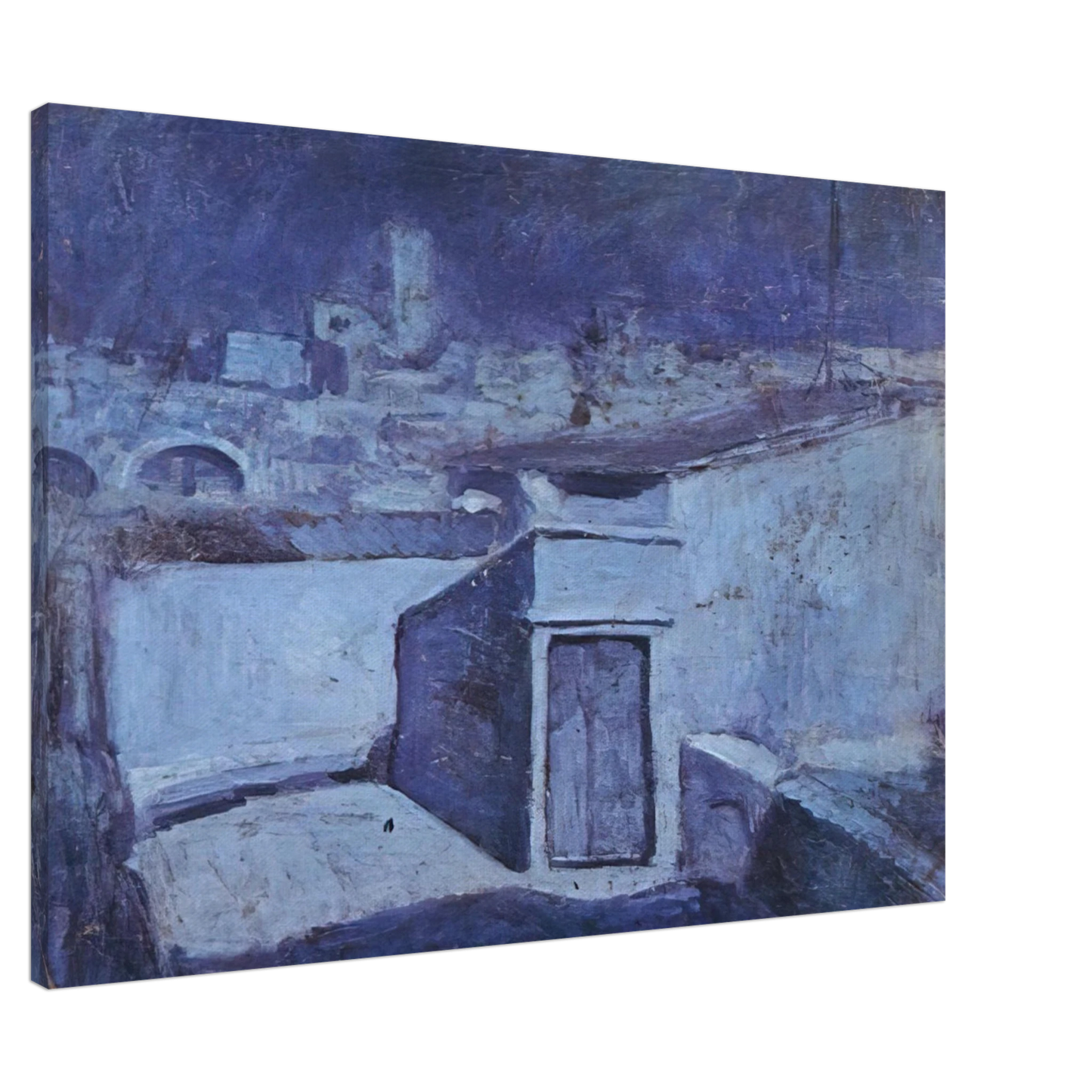 Pablo Picasso - The roofs of Barcelona in the moonlight Canvas - 20x30 cm / 8x12 inches-canvas