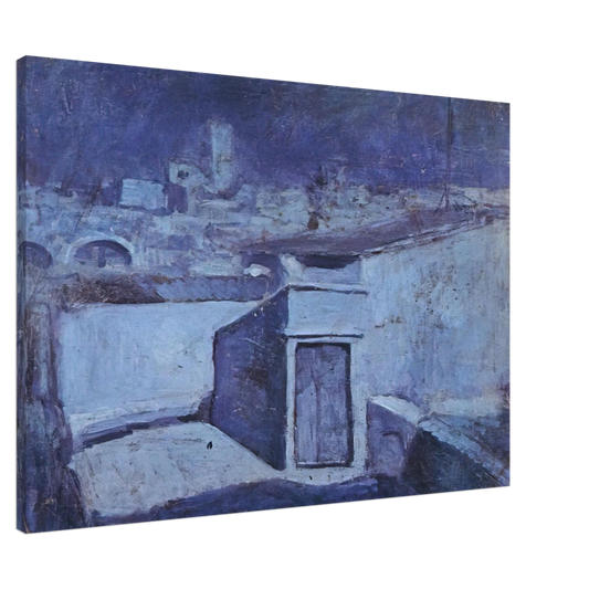Pablo Picasso - The roofs of Barcelona in the moonlight Canvas - 20x30 cm / 8x12 inches-canvas