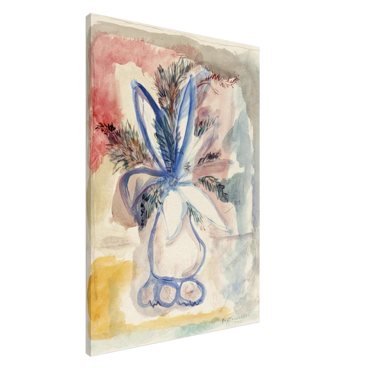 Rene Portocarrero - FLOWER VASE 1942 Canvas - 20x30 cm / 8x12 inches-canvas