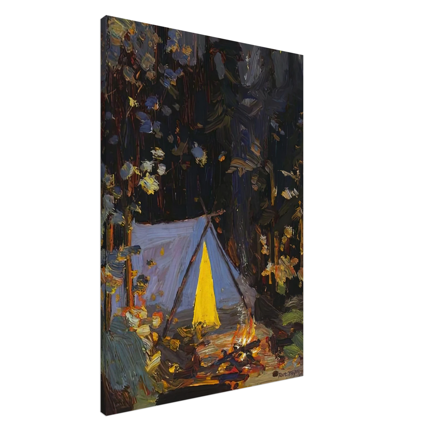 Tom Thomson - CAMPFIRE 1916 Canvas - 20x30 cm / 8x12 inches-canvas