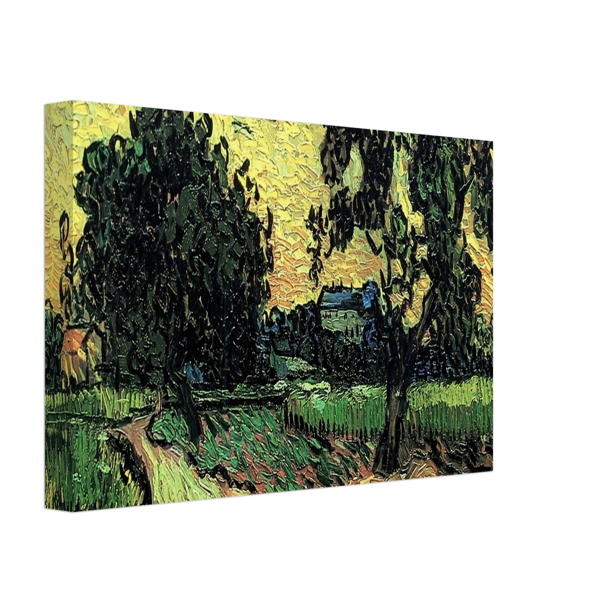 Vincent van Gogh - Landscape with the Chateau of Auvers at Sunset Canvas - 70x100 cm / 28x40 inches-canvas