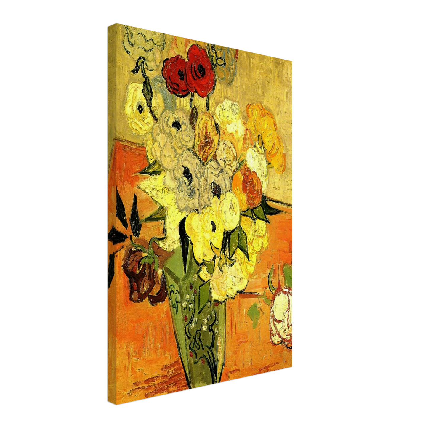 Vincent van Gogh - Japanese Vase with Roses and Anemones Canvas - 40x60 cm / 16x24 inches-canvas
