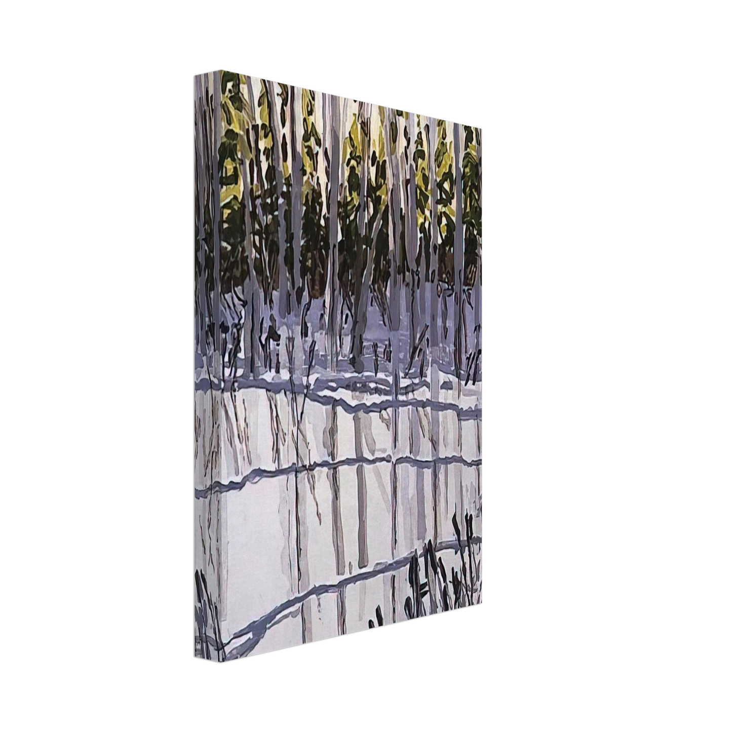Neil Welliver - Trees Reflected on Ice - 2002 Canvas - 40x60 cm / 16x24 inches-canvas