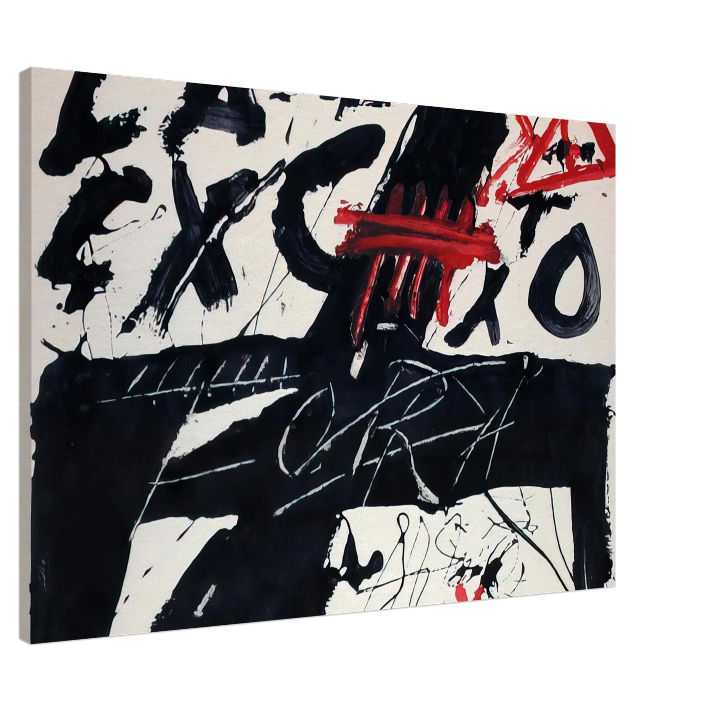 Antoni Tapies - NEGRE I ROIG III FORA 1976 Canvas - 20x30 cm / 8x12 inches-canvas