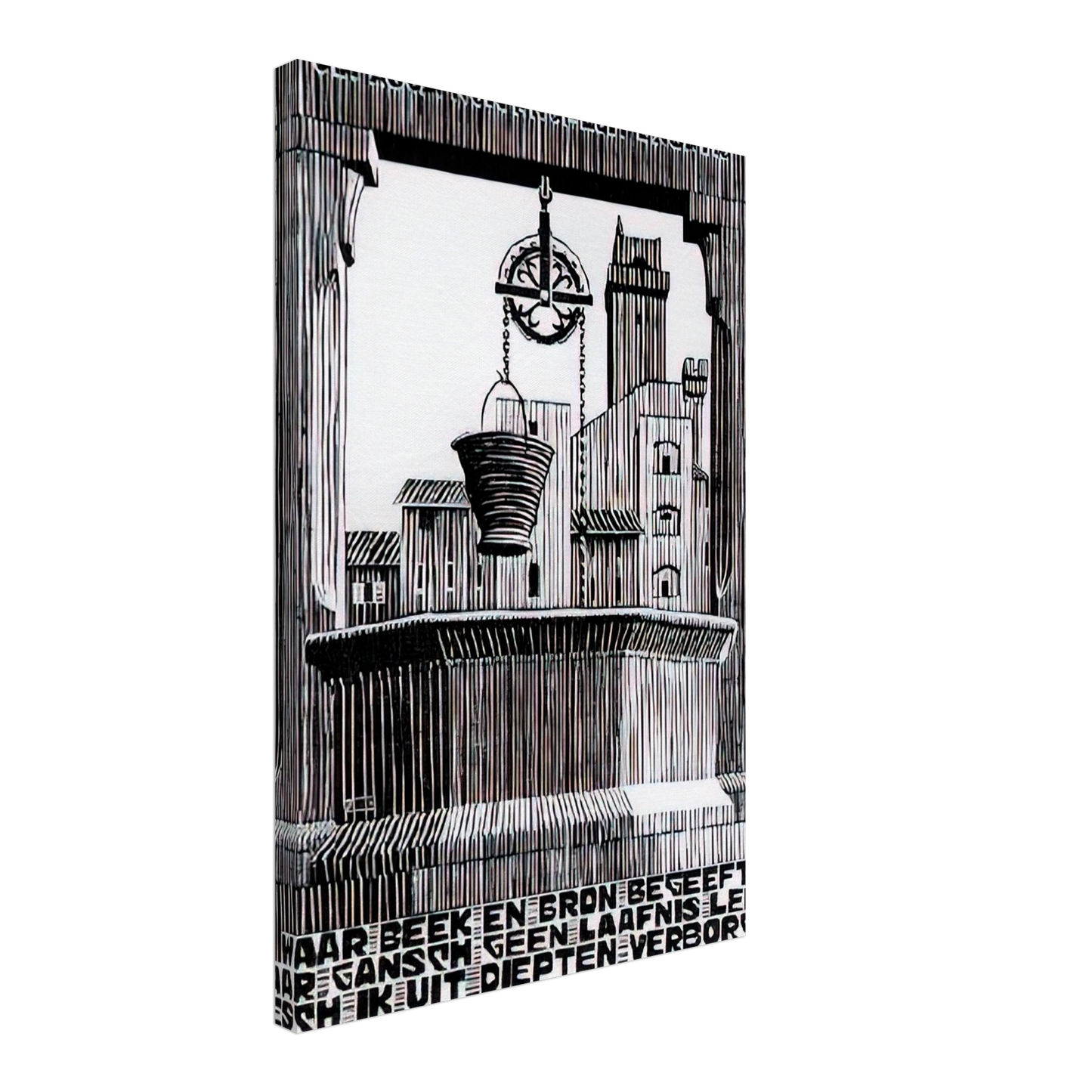 MC Escher - EMBLEMATA WELL Canvas - 40x60 cm / 16x24 inches-canvas