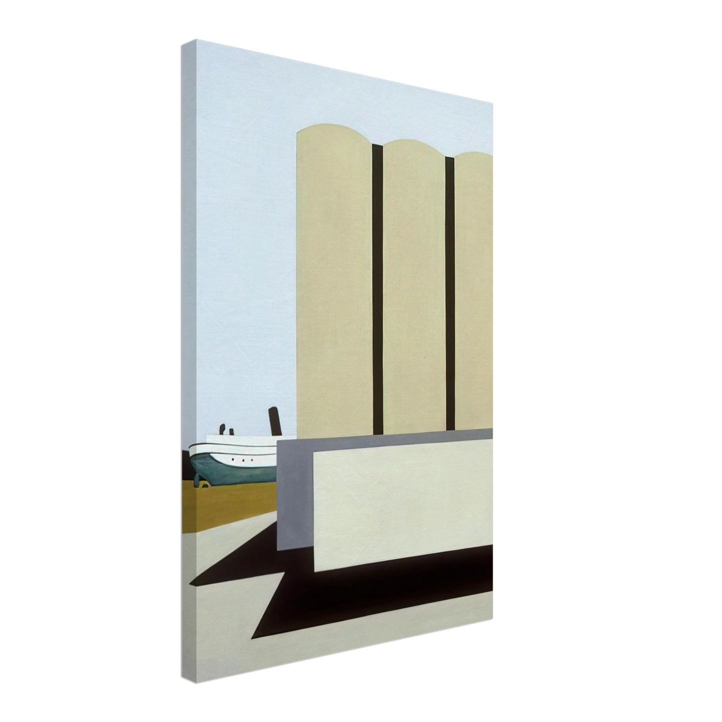 Ralston Crawford - Boat and Grain Elevators No. 2 - 1942 Canvas - 40x60 cm / 16x24 inches-canvas