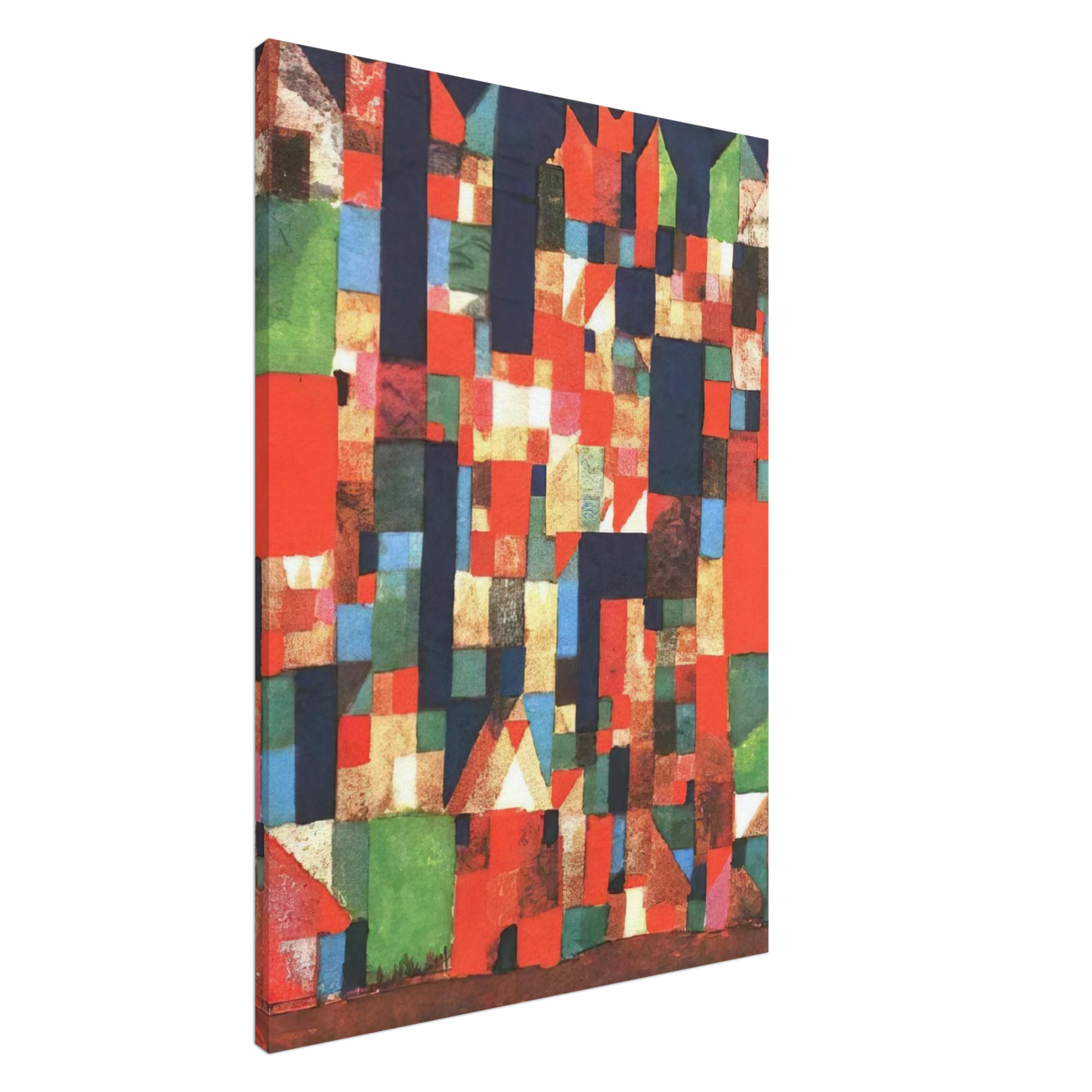 Paul Klee - CITY PICTURE WITH RED AND GREEN ACCENTS 1921 Canvas - 20x30 cm / 8x12 inches-canvas