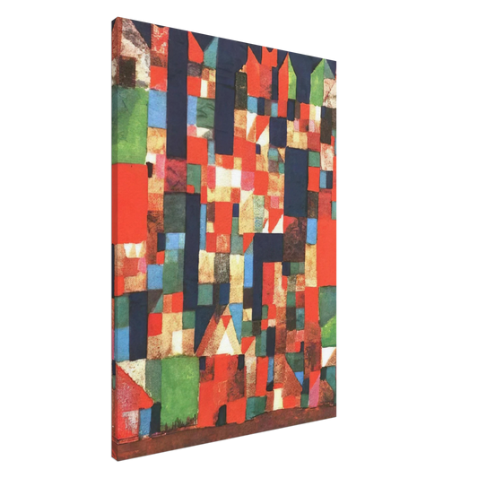 Paul Klee - CITY PICTURE WITH RED AND GREEN ACCENTS 1921 Canvas - 20x30 cm / 8x12 inches-canvas