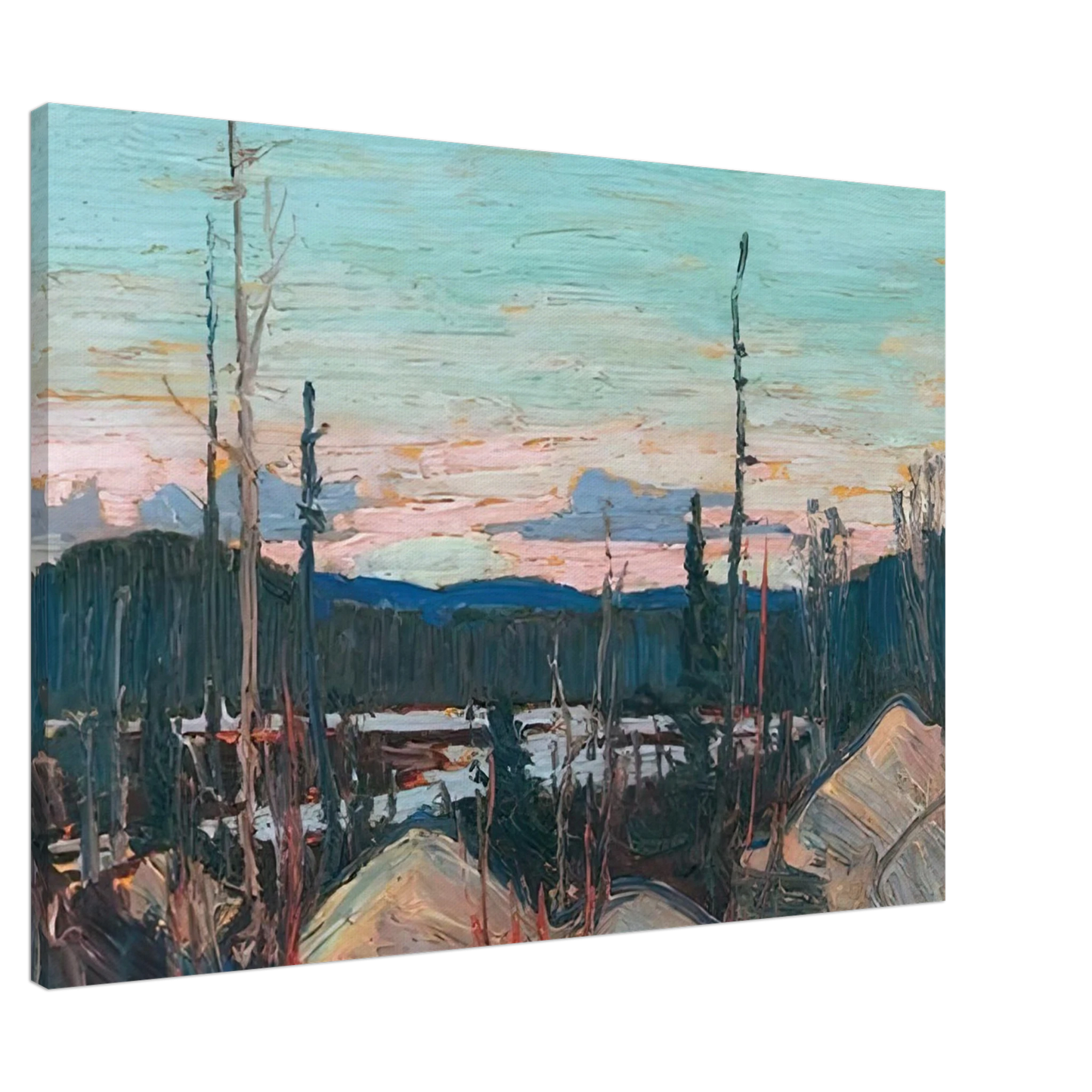 Tom Thomson - BURNT AREA WITH RAGGED ROCKS 1915 Canvas - 20x30 cm / 8x12 inches-canvas