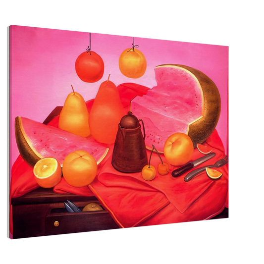 Fernando Botero - STILL LIFE WITH WATERMELON 1 Canvas - 20x30 cm / 8x12 inches-canvas
