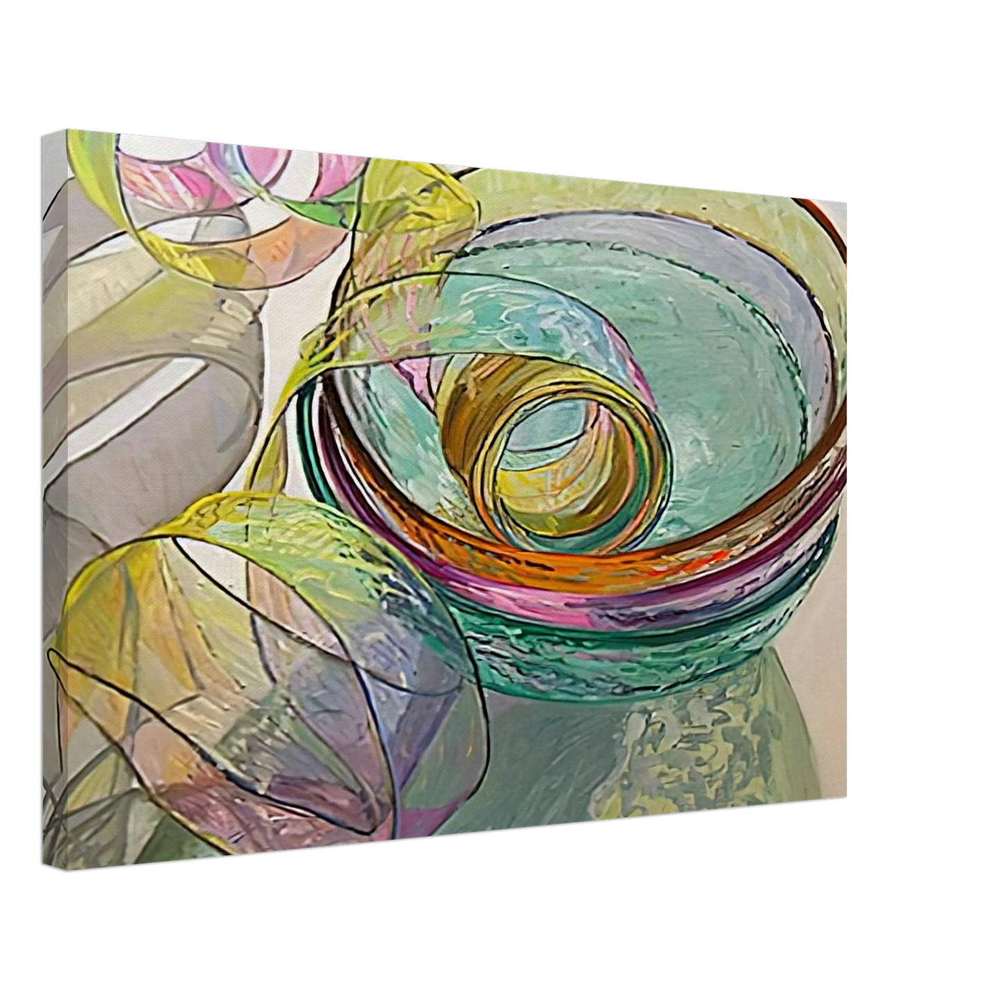 Janet Fish - ORANGE PINK GREEN 2003 Canvas - 70x100 cm / 28x40 inches-canvas