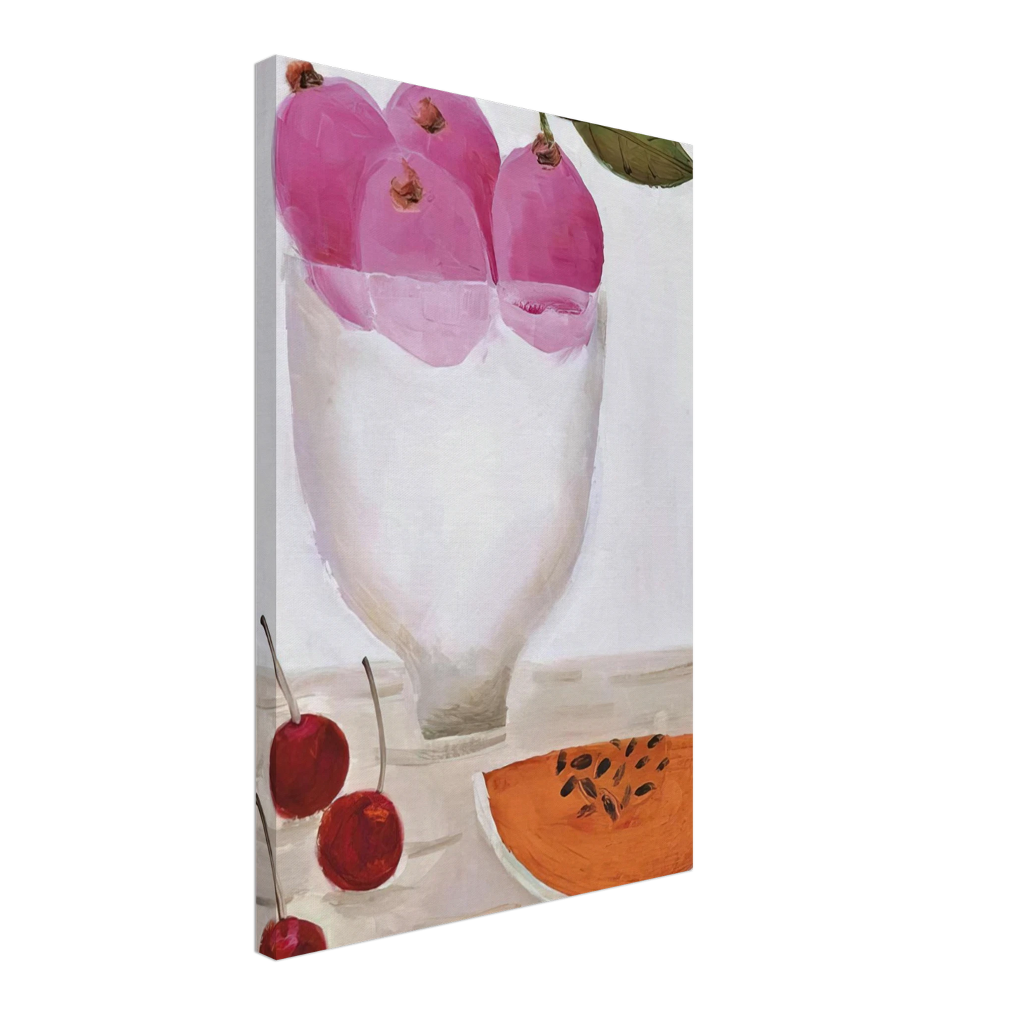 Mary Fedden - Three Cherries - 2000 Canvas - 70x100 cm / 28x40 inches-canvas
