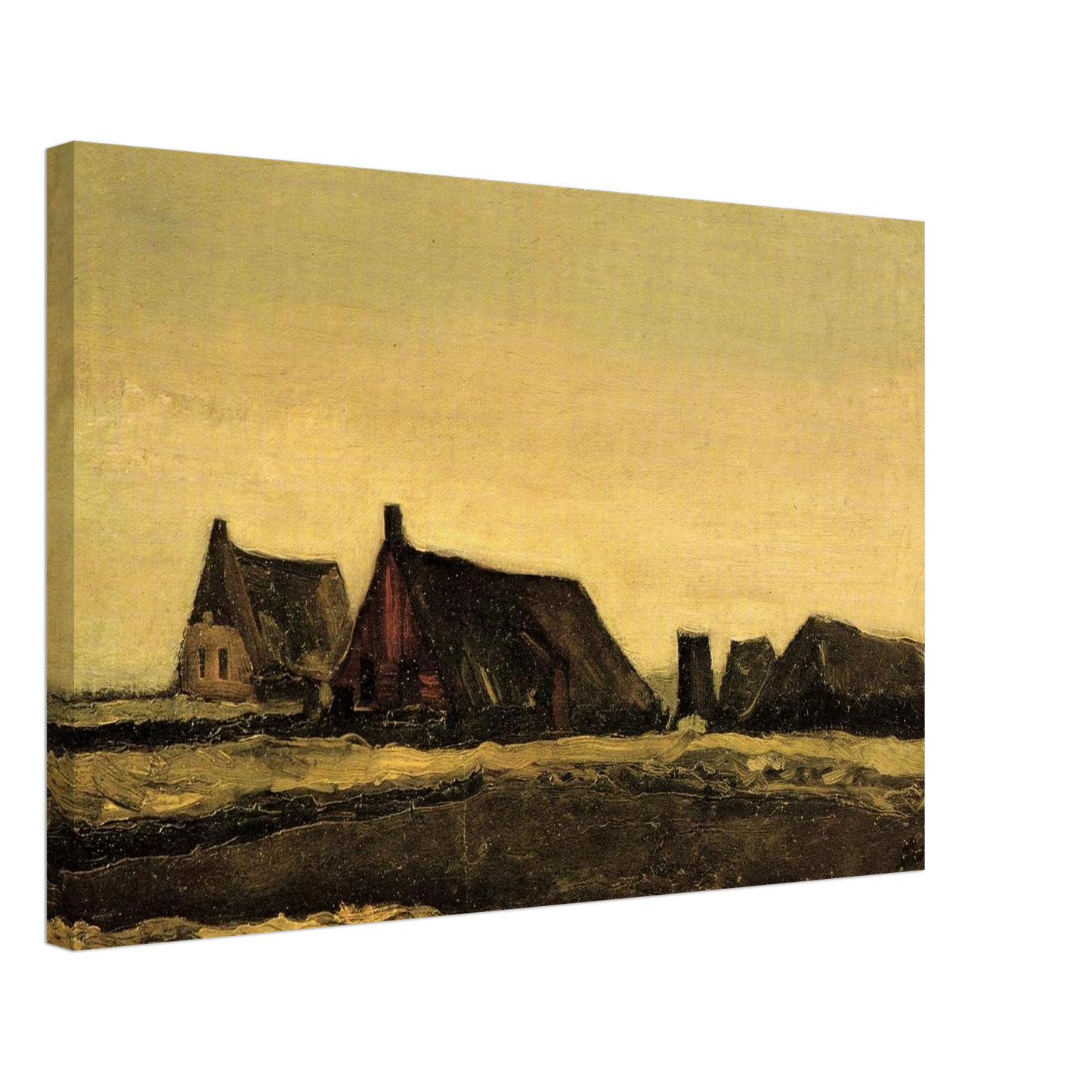 Vincent van Gogh - Cottages Canvas - 70x100 cm / 28x40 inches-canvas