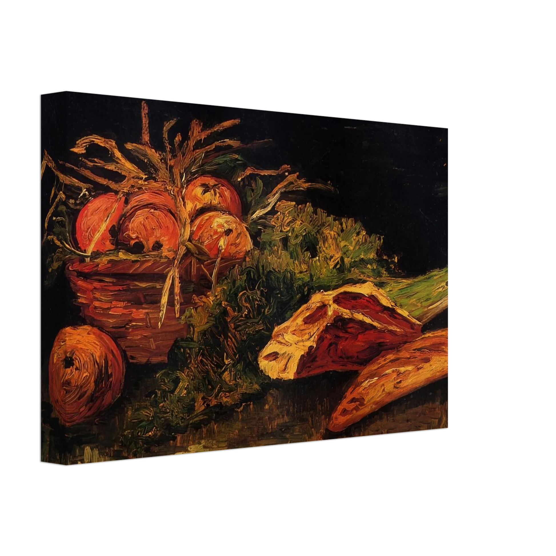 Vincent van Gogh - Still Life with Apples, Meat and a Roll Canvas - 70x100 cm / 28x40 inches-canvas