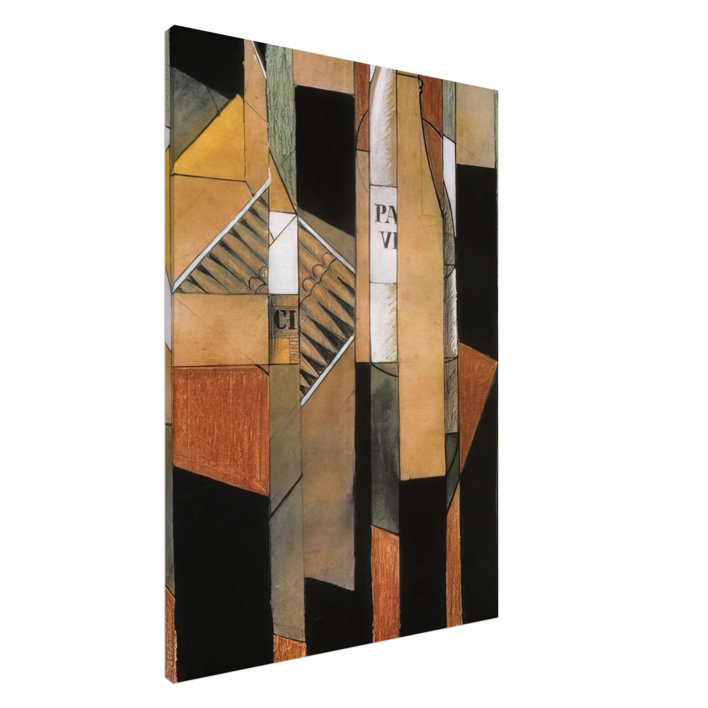 Juan Gris - STILL LIFE WITH BOTTLE AND CIGARS 1912 Canvas - 20x30 cm / 8x12 inches-canvas