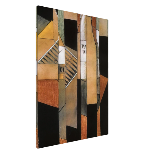 Juan Gris - STILL LIFE WITH BOTTLE AND CIGARS 1912 Canvas - 20x30 cm / 8x12 inches-canvas