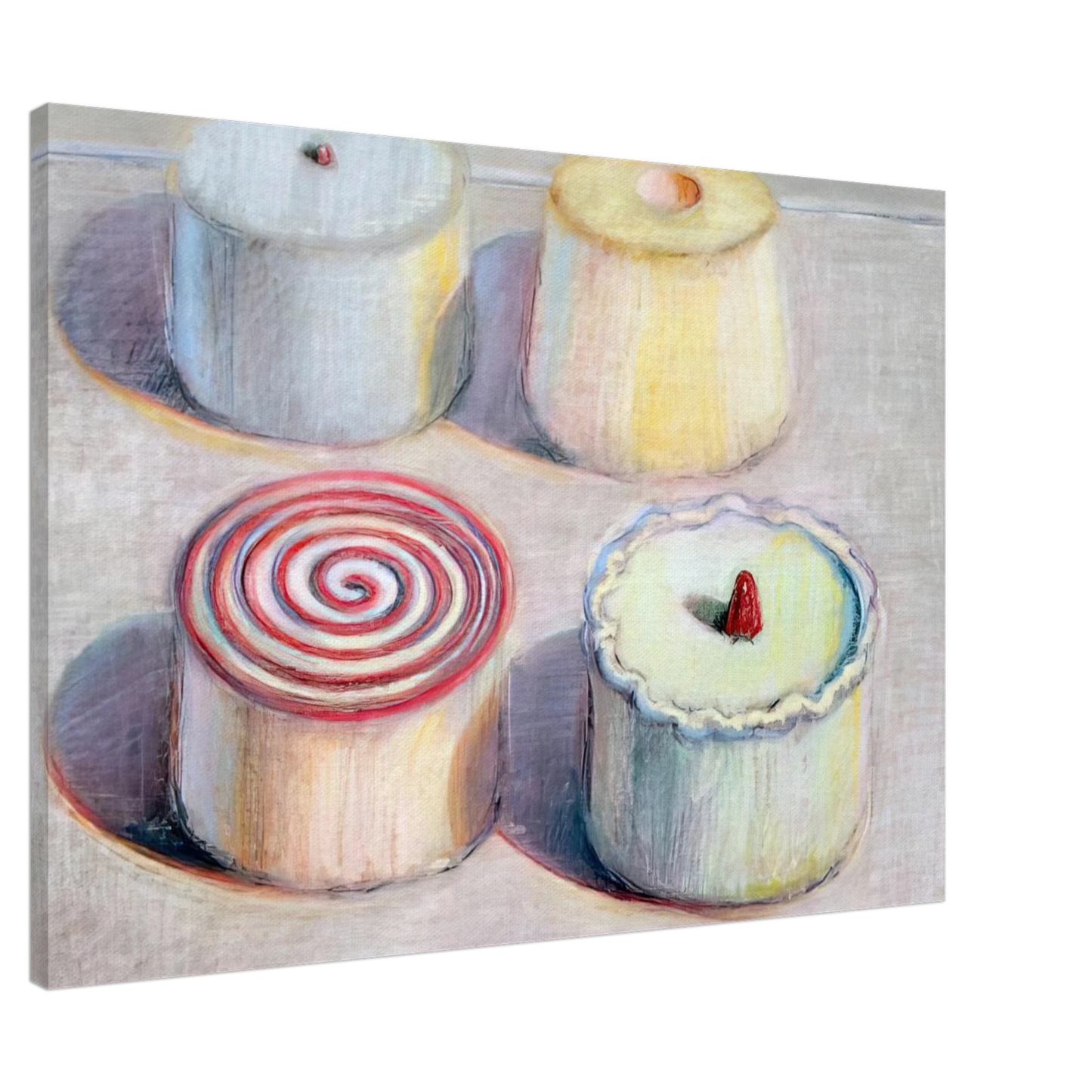 Wayne Thiebaud - Four Cakes - 1996 Canvas - 20x30 cm / 8x12 inches-canvas