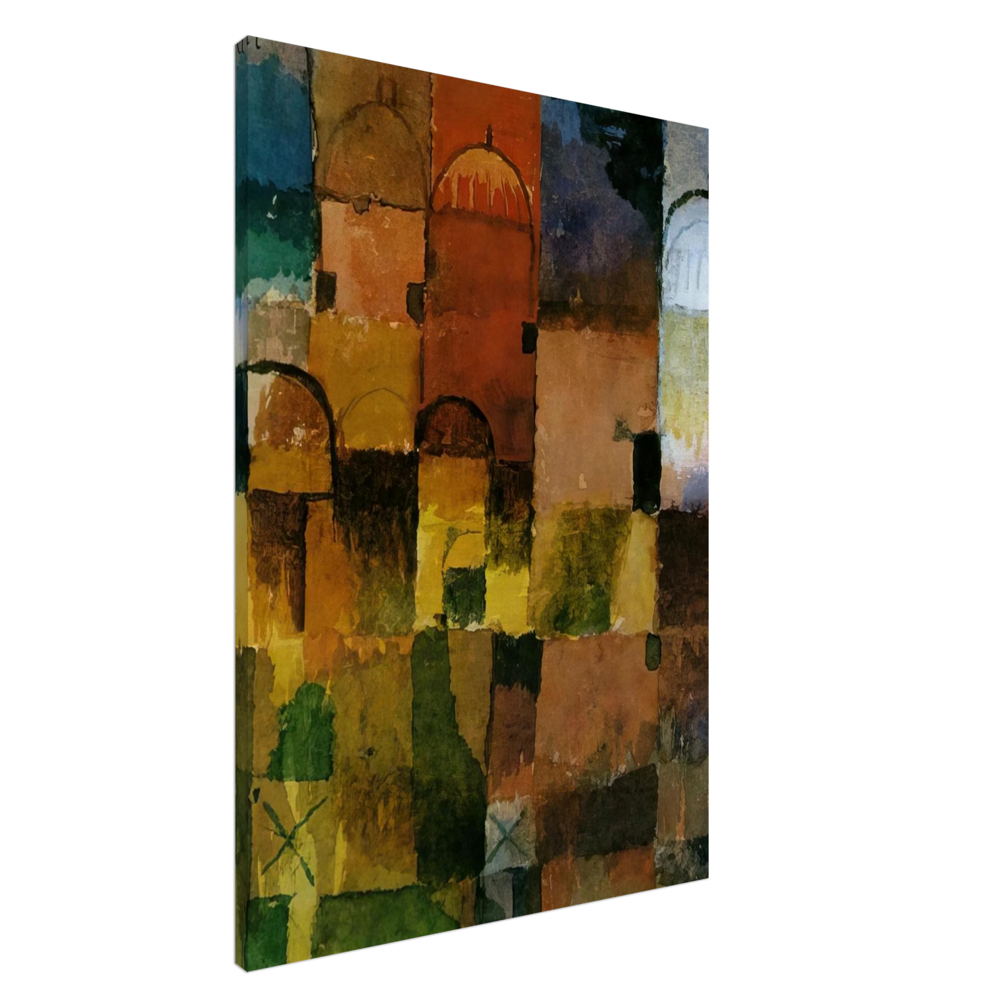 Paul Klee - RED AND WHITE DOMES 1914 Canvas - 20x30 cm / 8x12 inches-canvas