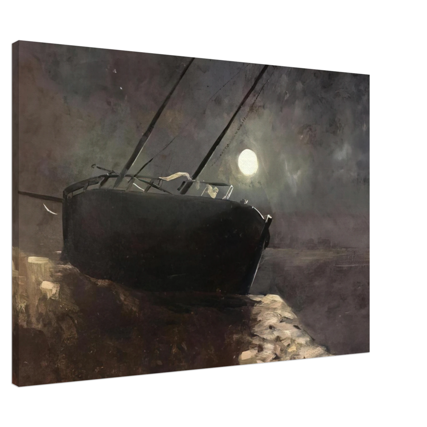 Odilon Redon - BOAT IN THE MOONLIGHT Canvas - 20x30 cm / 8x12 inches-canvas