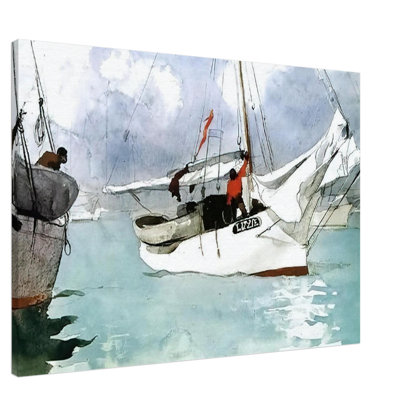 Winslow Homer - FISHING BOATS KEY WEST Canvas - 20x30 cm / 8x12 inches-canvas