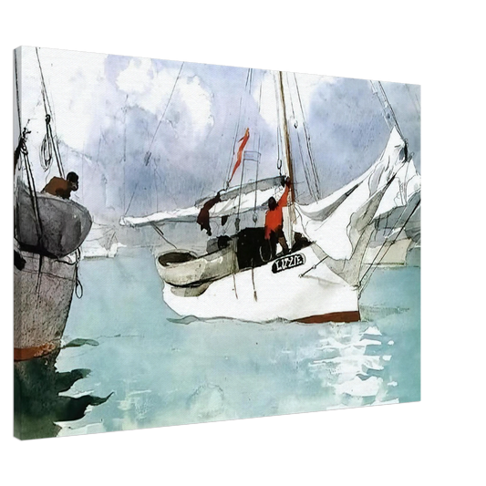 Winslow Homer - FISHING BOATS KEY WEST Canvas - 20x30 cm / 8x12 inches-canvas