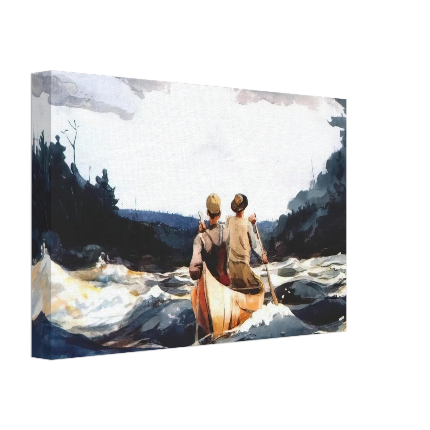 Winslow Homer - CANOE IN THE RAPIDS Canvas - 40x60 cm / 16x24 inches-canvas