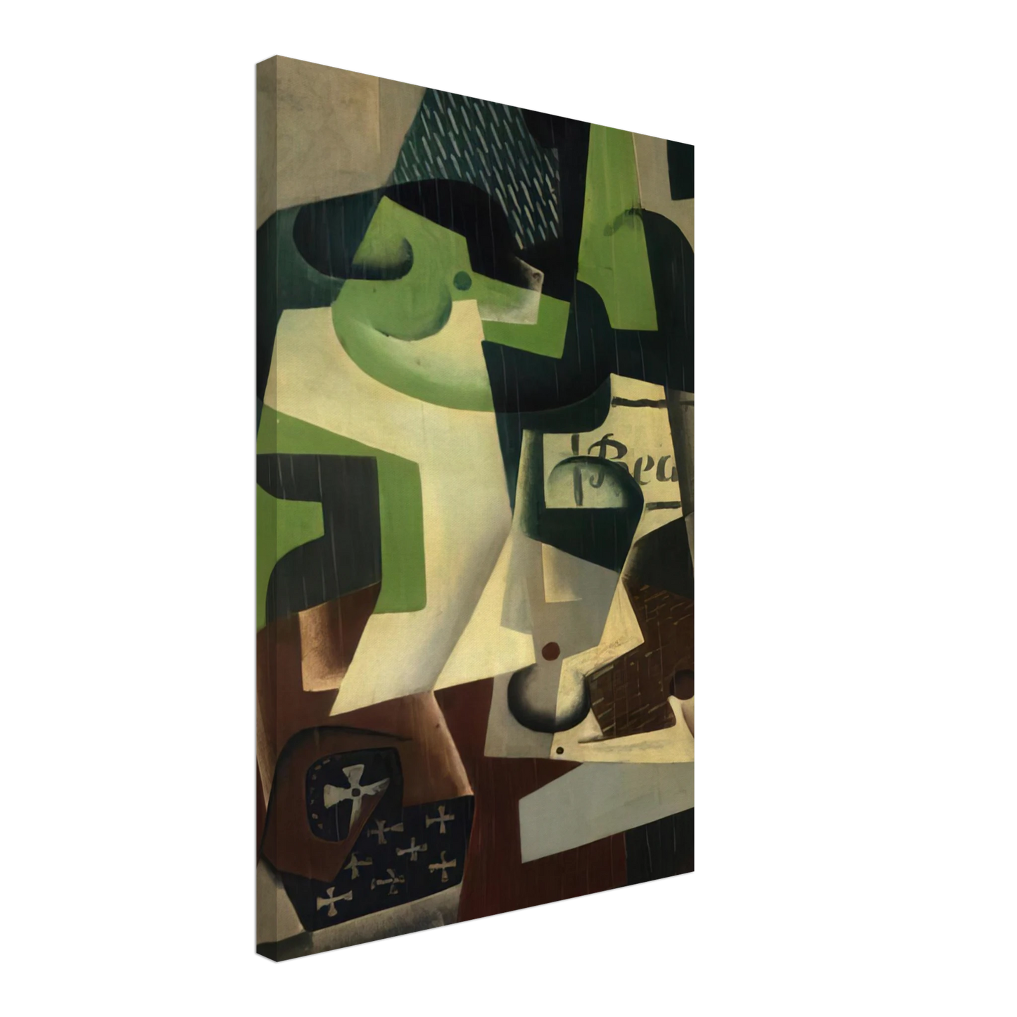 Juan Gris - BOTTLE OF BEAUNE AND A FRUIT DISH 1917 Canvas - 40x60 cm / 16x24 inches-canvas