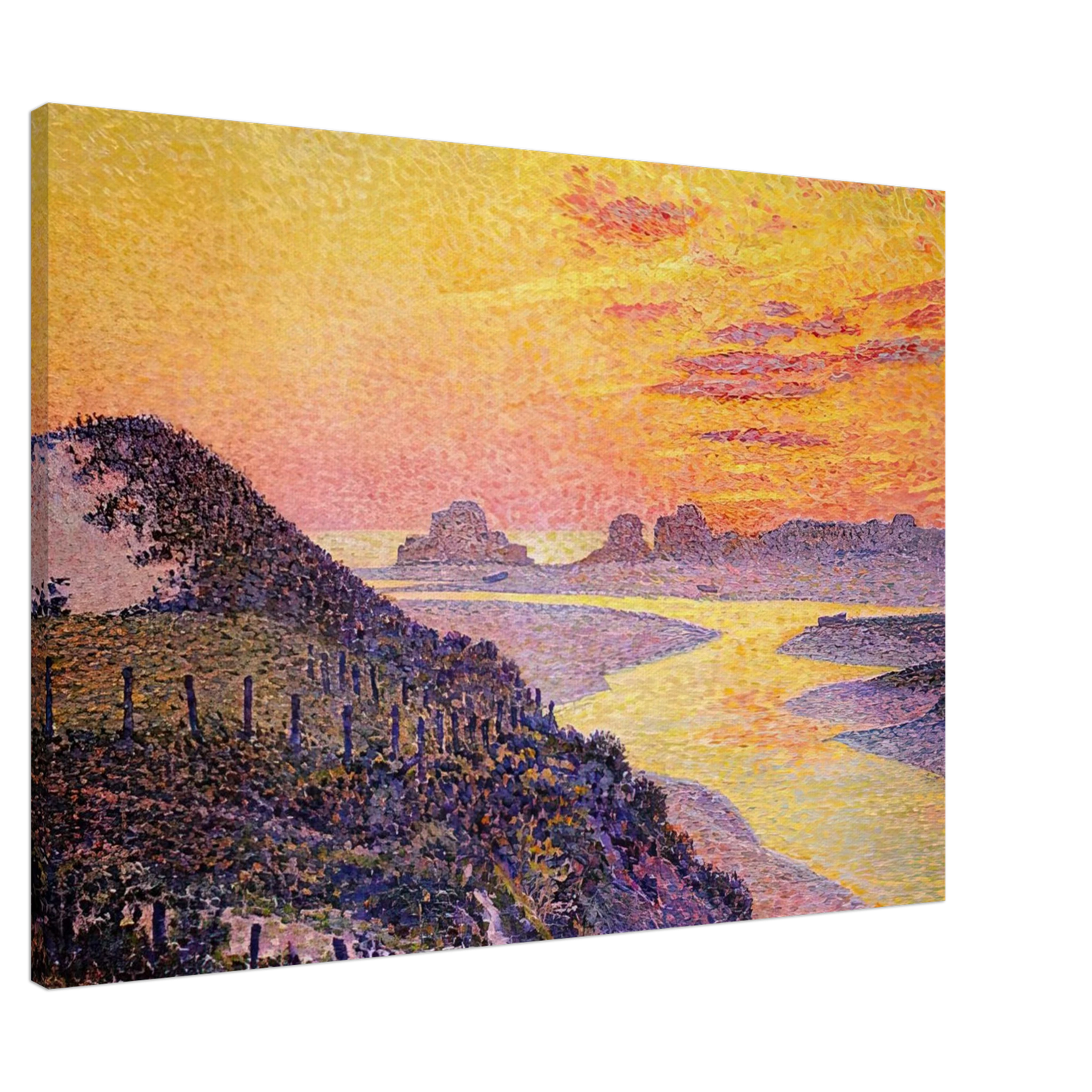 Theo van Rysselberghe - SUNSET AT AMBLETSUSE 1899 Canvas - 20x30 cm / 8x12 inches-canvas