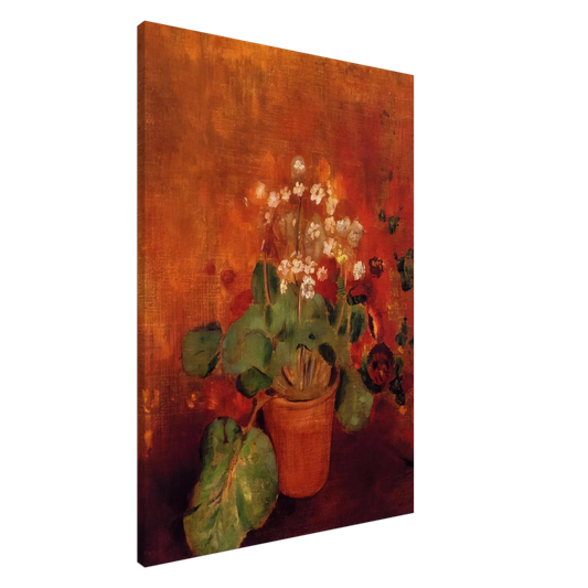 Odilon Redon - FLOWERS IN A POT ON A RED BACKGROUND Canvas - 20x30 cm / 8x12 inches-canvas