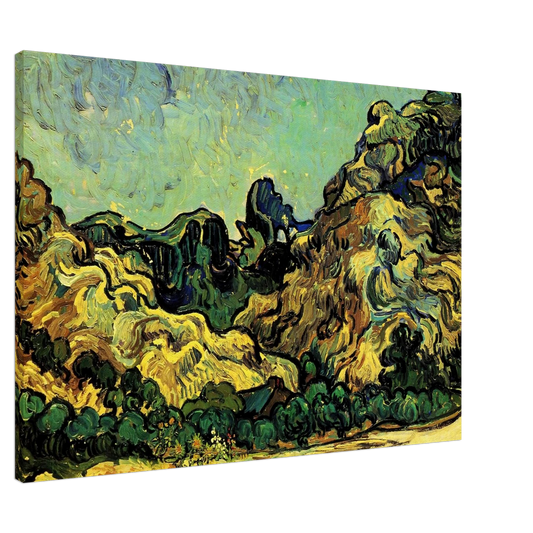 Vincent van Gogh - Mountains at Saint-Remy with Dark Cottage Canvas - 20x30 cm / 8x12 inches-canvas