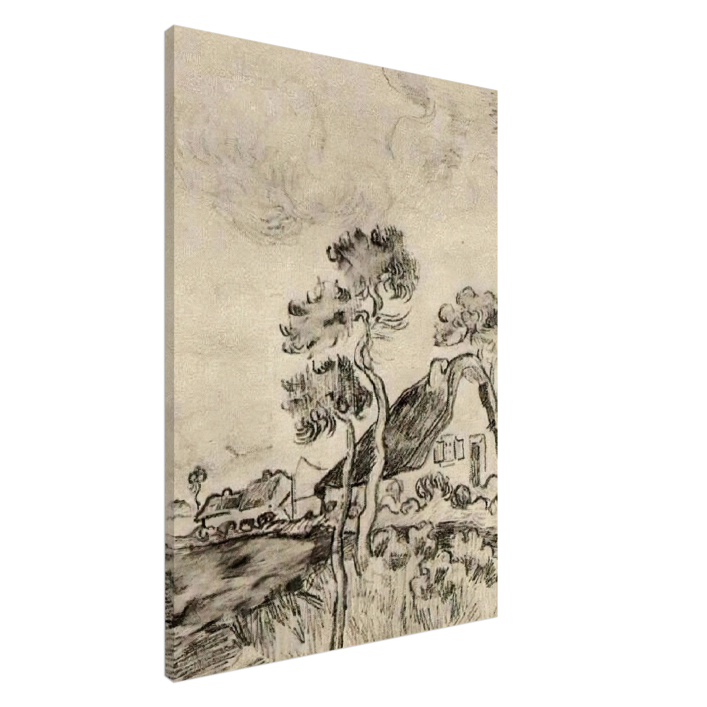 Vincent van Gogh - Cottages and Trees Canvas - 20x30 cm / 8x12 inches-canvas
